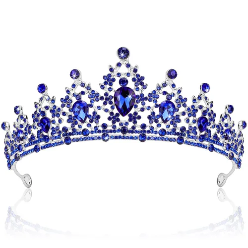 Miniatura 13 de SuPoo Tiaras de Corona de Plata para Mujeres, Tiaras de Cumpleaños, Coronas de Cristal para Mujeres, Tiara de Reina, Diadema de Rhinestone