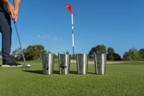 Miniatura 7 de Vasos de golf – Acero inoxidable (juego de 4) – Capacidad de 16 oz – Regalo único para papás, hombres y premio para golfistas. Los diseños incluyen