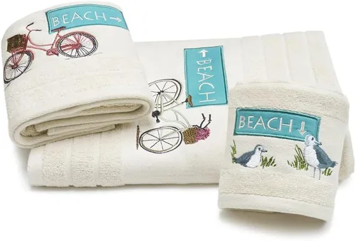 Miniatura 12 de LIlianna Starfish and Seashell - Juego de toallas de 3 piezas 100% algodón 1 toalla de baño, 1 toalla de mano, 1 toalla para la cara Supersuave