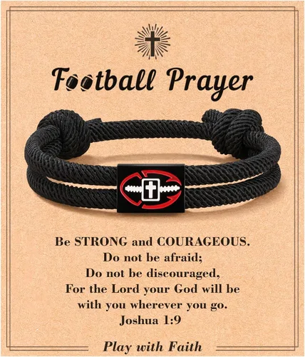 Miniatura 7 de Tarsus Regalos de béisbol/fútbol/fútbol para niños, pulsera trenzada de cruz de fe, regalos de cumpleaños de Navidad para niños y hombres