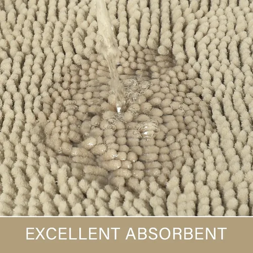 Miniatura 5 de LOCHAS Alfombra de Baño de Lujo Lanuda Tapete de Baño 20 x 30 Pulgadas, Lavable Antideslizante Alfombras de Baño para Ducha de Baño, Alfombras Beige