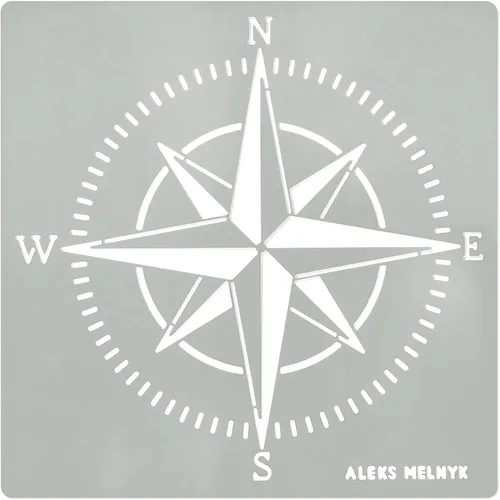 Aleks Melnyk No.72 Brújula Rose Metal Stencil Pequeña Plantilla Náutica para Pintar sobre Madera, Plantilla de Acero Inoxidable Artesanía de Madera
