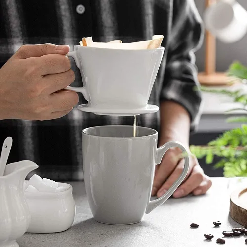 Miniatura 5 de DOWAN Cafetera de Vertido, Goteo de Café de Vertido No Eléctrico, Cafetera Manual, Porcelana para Tazas Individuales, Accesorios de Preparación