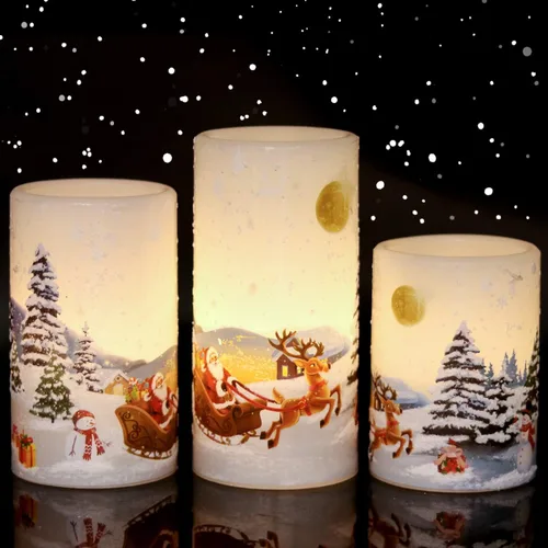 Miniatura 17 de Eldnacele Árbol Verde Decoración Navideña Velas Sin Llama Parpadeantes con Temporizadores Diarios Automáticos, Velas LED Operadas con Pilas, Cera
