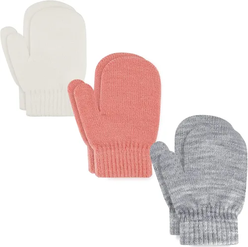 Miniatura 13 de ONESING 5 pares de manoplas para niños pequeños guantes de invierno negros para niñas y niños - Manoplas cálidas para recién nacidos