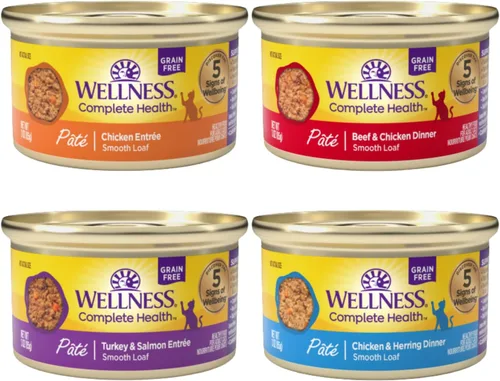 Miniatura 3 de Wellness Natural Premium - Paté de comida húmeda enlatada para gatos, paquete de 12 latas con tapa, paquete variado de 4 sabores