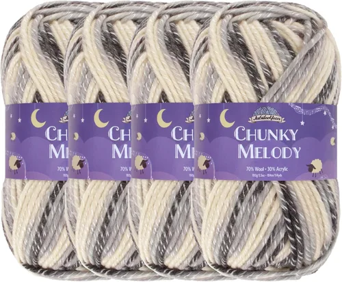 Miniatura 17 de JubileeYarn Chunky Melody - Hilo para tejer 100g/madeja, mezcla de lana gruesa, color maíz naranja - 2 madejas 15 Maíz Naranja