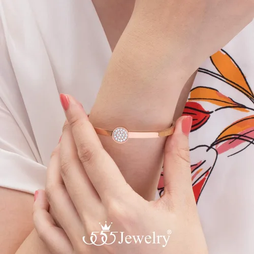 Miniatura 2 de 555Jewelry Brazalete con bisagras de acero inoxidable CZ para mujeres y damas