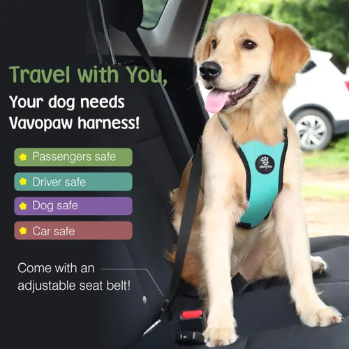 Miniatura 2 de VavoPaw Cinturón de Seguridad para Perros, Chaleco de Seguridad Arnés para Perros de Coche con Hebilla Ajustable, Cinturón de Seguridad para Perros