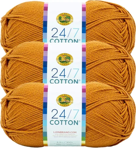 Miniatura 86 de Lion Brand Yarn, Hilo ligero mercerizado de algodón 24/7 para tejer, ganchillo y manualidades, Almirante, 1 paquete, 185 yardas de fibra natural
