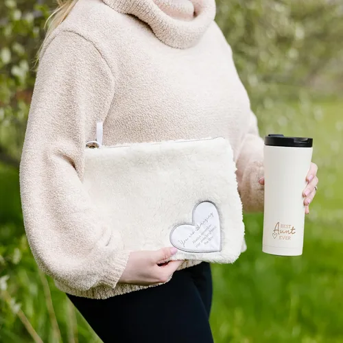 Miniatura 9 de Pavilion Gift Company Bolsa de maquillaje para mujer, blanco, marrón, 8" x 10", Blanco, marrón, Bolsa de maquillaje