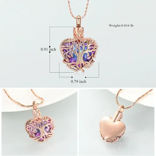 Miniatura 59 de Imrsanl Collar de urna de árbol de la vida con forma de corazón, joyería de cremación para hombres y mujeres, recuerdo, joyería conmemorativa