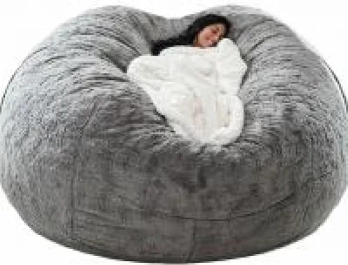 Miniatura 8 de DIOB Funda redonda para silla de puf, para adultos, adolescentes (relleno no incluido), silla de sofá gigante suave, cómoda silla de descanso