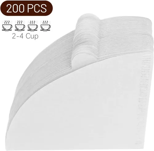 Miniatura 6 de Clinuse Filtros de café en cono #2, 200 unidades de filtro de café blanco tamaño 02, filtros de papel natural desechables de 2 a 4 tazas, 02 filtros