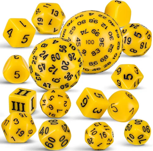 Miniatura 9 de Civaner Juego completo de 15 dados poliédricos D3-D100 esféricos RPG en negro opaco, 100 lados para juegos de rol, suministros de fiesta