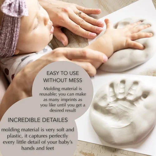 Miniatura 2 de Sweet Memories - Kit de fundición para manos y pies de bebé para bebés de 0 a 9 meses, hace 2 a 8 lanzamientos, recuerdo de manos y huellas