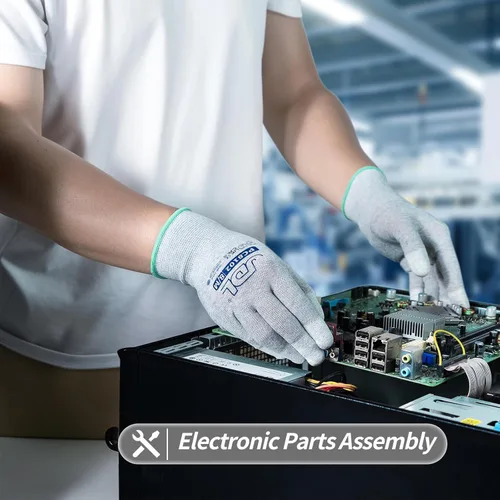 Miniatura 5 de JDL Guantes de trabajo ESD, guantes antiestáticos para construcción de PC, instalación y reparación de computadoras, guantes de fibra de carbono
