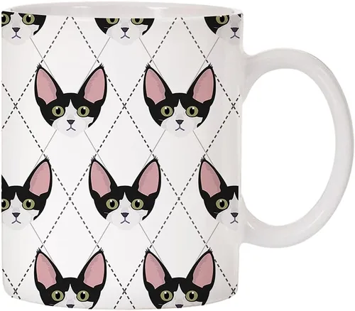Miniatura 13 de Adorable Cat Breed Design Argyle Pattern Taza de café de cerámica (abisinian)