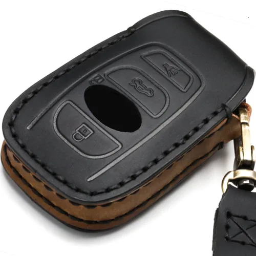 Miniatura 3 de Funda de cuero para llavero compatible con Subaru, control remoto sin llave, Forester Impreza Outback WRX BRZ Legacy y XV Crosstrek, etc. (A-Negro)