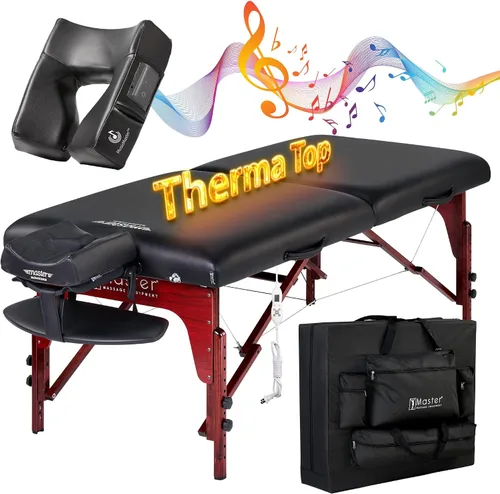 Miniatura 12 de Master Massage Montclair - Mesa de masaje portátil, cama profesional de fisioterapia de belleza, cama facial plegable, extra ancha, paquete de Negro