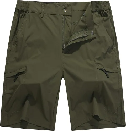 Pantalones cortos de senderismo elásticos de secado rápido para hombre, pantalones cortos de trabajo ligeros, 6 bolsillos para ciclismo, viajes,