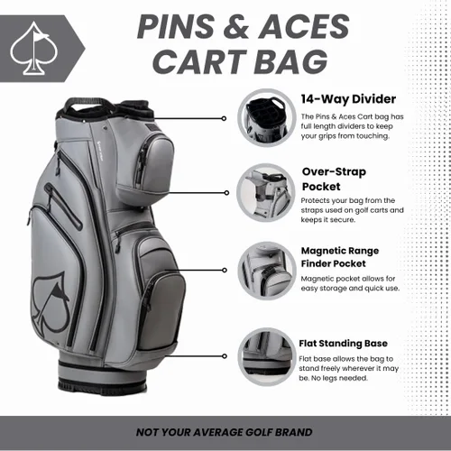 Miniatura 2 de Bolsa de carrito Pins & Aces - 14 vías, divisores de longitud completa, correa única - Forro de terciopelo (Ceniza)