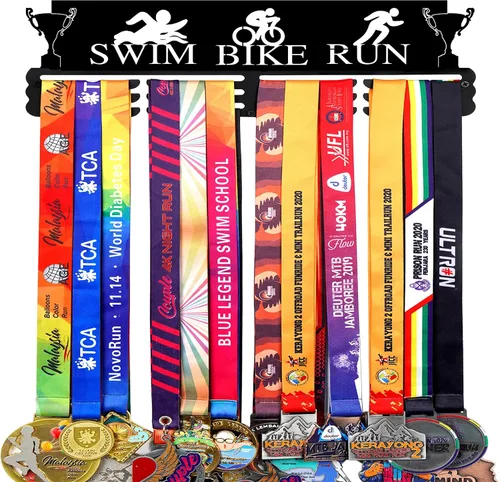 Miniatura 26 de Goutoports Estante de exhibición para colgar medallas, organizador personalizado de cinta de premios para corredores de carreras deportivas, placas