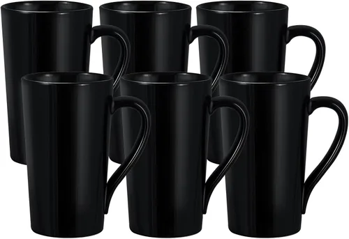 Juego de 6 tazas de café de porcelana de 20 onzas, tazas de café grandes y altas con asas, tazas de café modernas de cerámica para café, té, cacao,