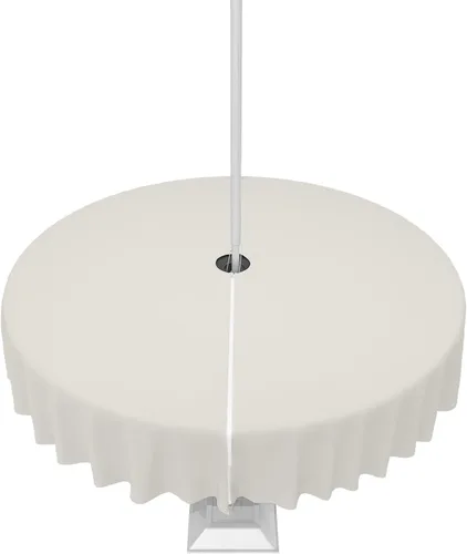 Miniatura 17 de QueenKer Mantel de exterior verde oliva con agujero para sombrilla y cremallera, mantel de color sólido para mesas cuadradas, colección de mesa