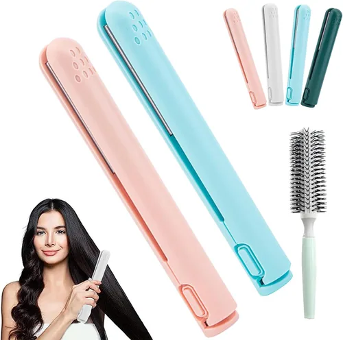 Miniatura 8 de Mini rizador de doble propósito, mini alisador de pelo y rizador 2 en 1, fuente de alimentación USB, rizador de viaje, alisador de pelo portátil