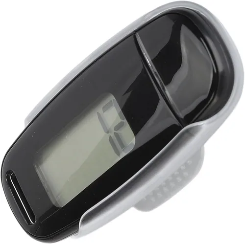 Contador de pasos Pantalla LCD grande recargable por USB preciso portátil ligero podómetro con cordón para mujeres, hombres y niños (negro)