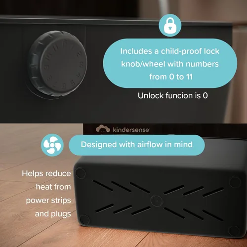 Miniatura 5 de KinderSense® Caja de organización de cables – Organizador de cables con cerradura a prueba de niños – Ocultador de cables para ocultar cables, tiras