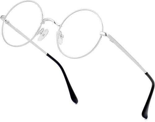 Miniatura 9 de EYLRIM Gafas redondas con bloqueo de luz azul para mujeres y hombres, lentes transparentes con marco de metal, sin receta