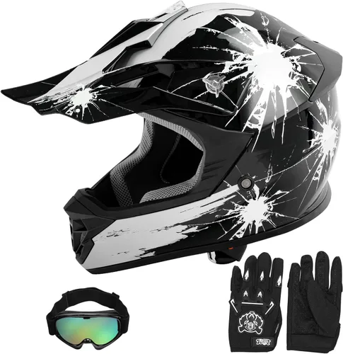 Miniatura 14 de SLMOTO - Casco DOT para niños y jóvenes de motocross, casco de motocicleta de calle, casco de bicicleta de tierra, motocross, ATV, casco con diseño