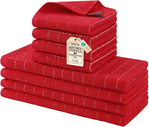 Miniatura 68 de Homaxy Juego de 8 toallas de cocina y paños de cocina, 12 x 12 y 13 x 28 pulgadas, juego de 8 toallas de cocina de rizo de algodón a granel, diseño