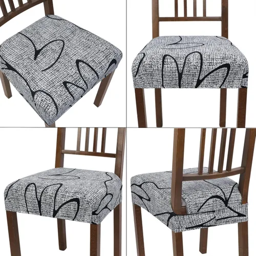 Miniatura 8 de SearchI - Juego de 6 fundas elásticas de asiento, suaves, extraíbles y lavables, para sillas de comedor, fundas protectoras de asiento de comedor