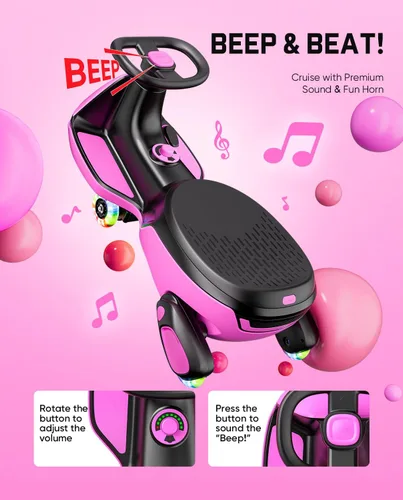 Miniatura 5 de FanttikRide N10 Classic Coche Eléctrico Wiggle con Pedal, Batería Recargable Tipo-C, Trapeador Desmontable con Un Solo Clic, GlideWiz, Antivuelco