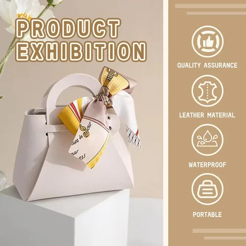 Miniatura 3 de LPEIEB Paquete de 12 Bolsas de Regalo Tipo Candy Bag de Cuero con Cinta, Bolsas de Regalo de Boda de PU con Asa de Cinta, Cajas de Favor de Fiesta