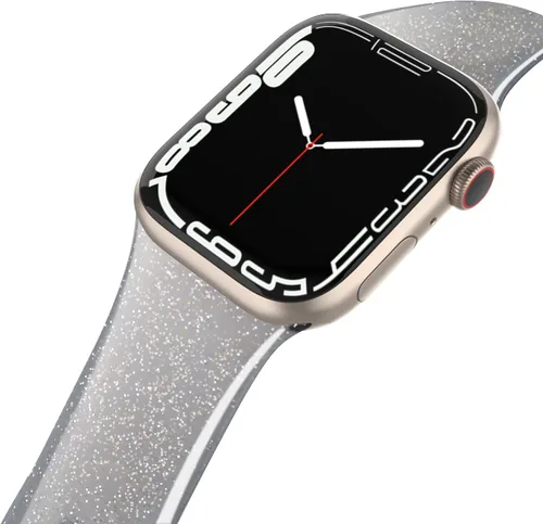 Miniatura 14 de EDIMENS Correa deportiva compatible con correas de Apple Watch de 1.61, 1.49, 1.57 y 1.57 pulgadas, correa de repuesto pequeña de silicona brillante