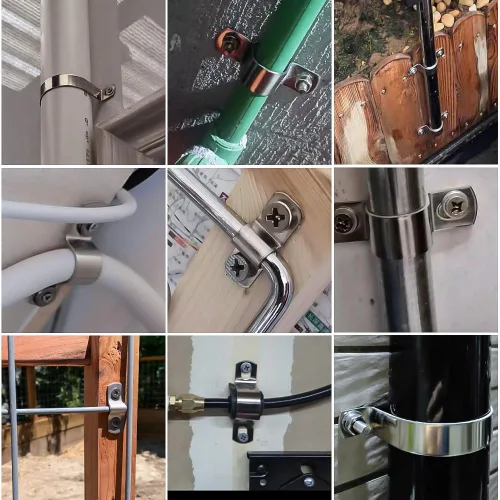 Miniatura 7 de Abrazaderas de conducto de acero inoxidable de 3/4 pulgadas, abrazaderas de tubo de 2 agujeros, soporte en U, clips de fijación de conducto