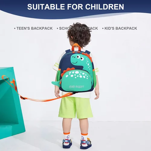 Miniatura 2 de Mochila pequeña para niñas y niños, mochila para perschool con correa para el pecho, dibujos animados 3D, Dinosaurio, Linda mini mochila para niñas