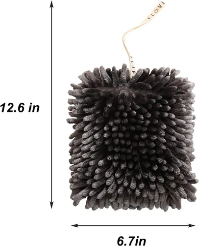 Miniatura 3 de Paquete de 2 toallas de mano colgantes de chenilla, toallas de mano de microfibra súper absorbentes, toallas de mano de felpa suave de secado rápido