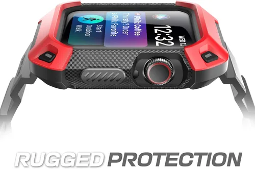 Miniatura 2 de SUPCASE Funda con correa para Apple Watch 9/8/7/6/5/4/SE de 45/44mm (Unicorn Beetle Pro), [antiarañazos] [protector de parachoques], funda Rojo