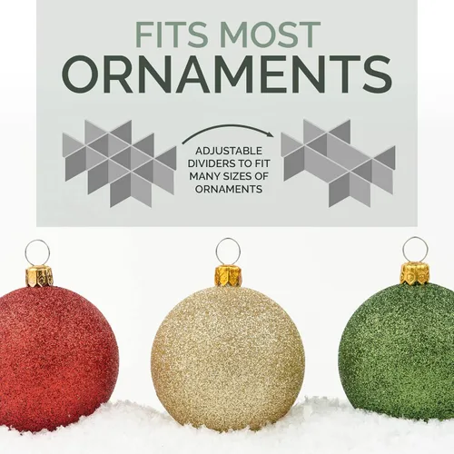 Miniatura 5 de HOLDN' STORAGE Caja de almacenamiento para adornos navideños con divisores, capacidad para 72 adornos (3 pulgadas), contenedor grande de Rojo