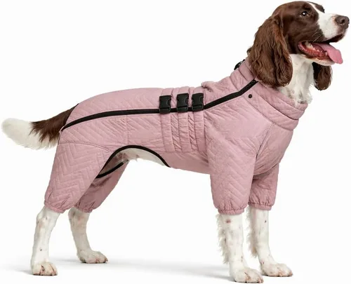 Miniatura 15 de Abrigo cálido para perros de doble capa, chaleco para perros, 4 patas cubiertas, resistente al viento, impermeable, reflectante, gris XS - L