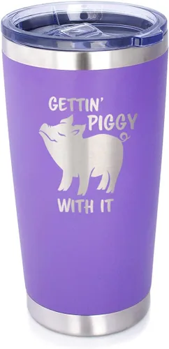 Miniatura 7 de Gettin Piggy - Vaso de café aislado con tapa deslizante, taza aislada de acero inoxidable, regalos de café con temas de cerdo, color negro