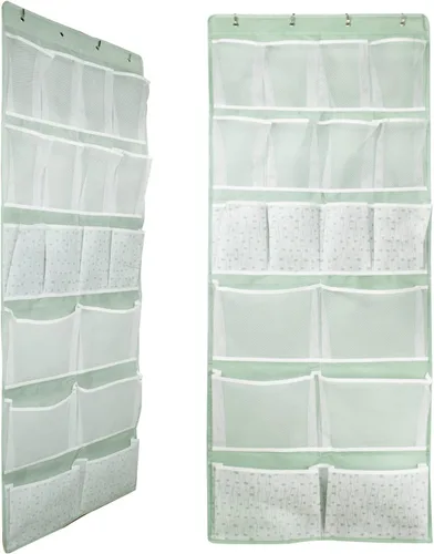 Miniatura 6 de Organizador de almacenamiento colgante de 16 bolsillos para colgar sobre la puerta con 4 tipos de bolsas para zapatos, calcetines, sombreros, ropa