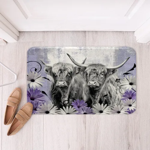 Miniatura 18 de Highland - Alfombra de baño de vaca para regalo de vaqueros, alfombra de baño de granja occidental de 20 x 32 pulgadas, tapete de baño de animales