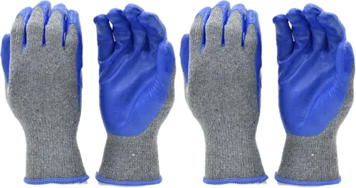 G & F Products 3108-10 - Guantes de trabajo con revestimiento de nitrilo para uso general, 10 pares por paquete, color azul, grande (paquete de 2)