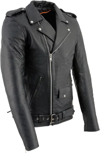 Miniatura 14 de Milwaukee Leather LKM1781 - Chaqueta de motocicleta clásica premium para hombre The Legend en negro con forro acolchado de piel Grm1011-negro